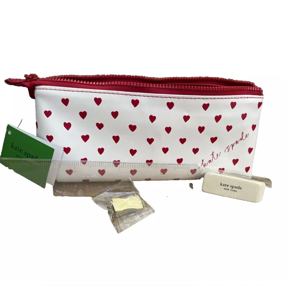 NWT Kate Spade Mini Hearts Pencil Case